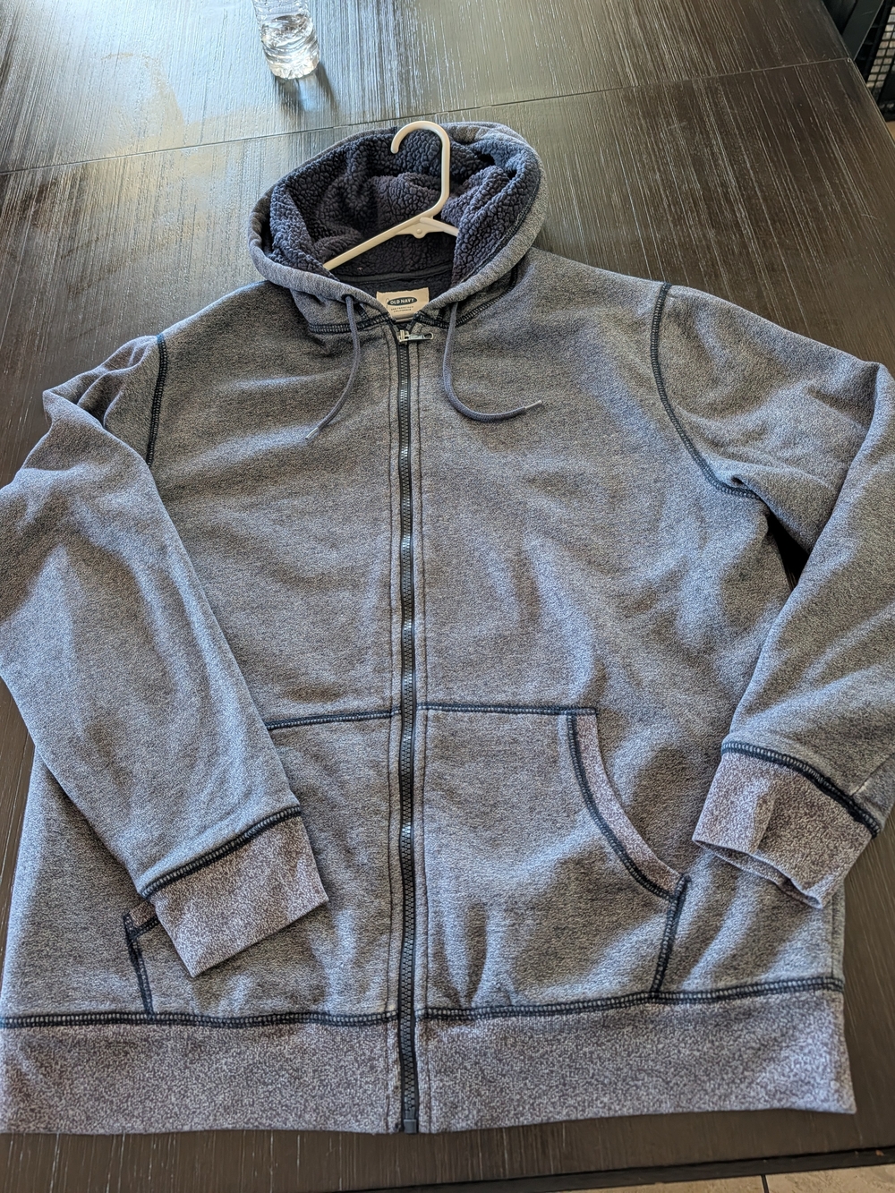 Old Navy Men's Heather Gray Full-Zip Hooded Sweatshirt